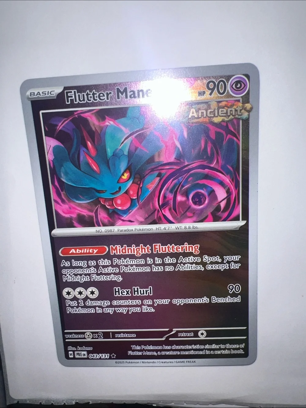 Pokemon Flutter Mane Trading Card - Purple, Pink & Teal